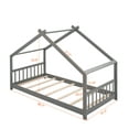 Dcenta 80.7"L x 41.2"W x 53.9"H, Twin Size House Bed Wood Bed, Gray