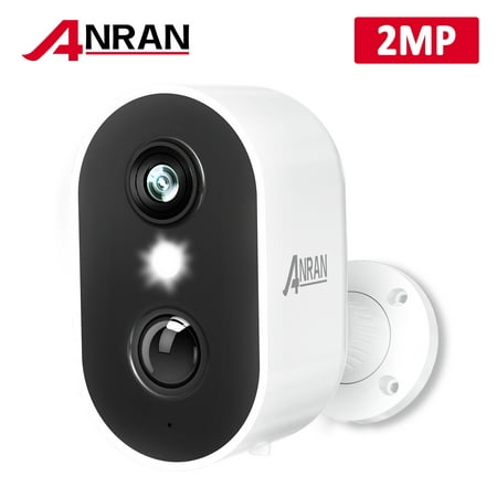 ANRAN Wireless Outdoor Security Camera with Spotlight, Waterproof 1080P PIR Detection, 2.4Ghz Wi-Fi, Rechargeable Battery Powered Home Surveillance Camera with Color, Night Vision, 2-Way Audio, White