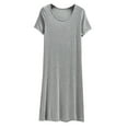 thumbnail image 2 of Joau Women's Solid Nightgown Cotton Comfy Short Sleeve Sleepwear Wide Strap Crewneck Sleepshirts Loose Soft Pajama Sleep Dress S-XL, 2 of 4