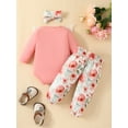 thumbnail image 5 of Baby Girls Clothes Fall/Winter Daddy's Girl Newborn Outfits 3M 6M 9M 12M 18M Long Sleeve Lace Ruffle Romper Pants Headband Set, 5 of 10