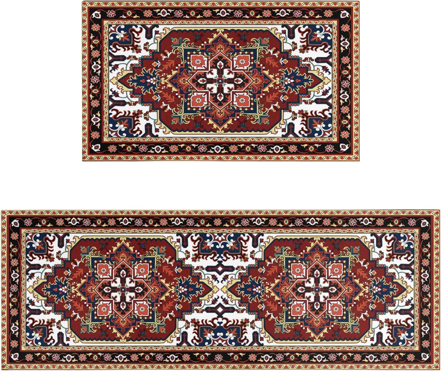 Red Kitchen Rugs Sets of 2 Boho Kitchen Rug Mat Washable NonSlip