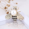 thumbnail image 5 of Alfileres de solapa de abeja de miel para mujer, regalo de moda con temática de insectos de cristal para cumpleaños, citas, fiesta, aniversario, perla de imitación, 5 of 5