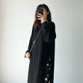 thumbnail image 2 of Grande Taille Robe Longue 4TG Femmes Élégante Robe Noire Manches Longues Col Rond Robe Maxi Robes d'Automne pour Femmes - Noir / 4TG(120-150kg), 2 of 3