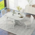 thumbnail image 3 of 5-Piece Retro Functional Dining Set, 1 Extendable Table With A 16-inch Leaf And 4 Upholstered Chairs For Dining Room And Kitchen (Antique White), 3 of 22