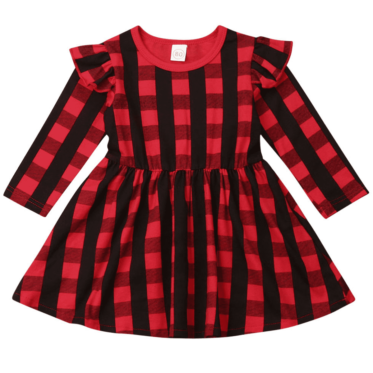 Infant Baby Girls Christmas Dress Red Plaid Splice Skirt with Bowknot Headband Party Dress Outfits 