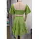 thumbnail image 2 of Vestido de mujer con mangas cortas acampanadas, dobladillo con volantes, cintura cruzada, espalda hueca, vestido de verano fruncido, verde claro XL, 2 of 3