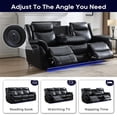 thumbnail image 4 of Othniel Power Reclining Couch Sofa with LED Light USB Port,Cup Holder,AC Outlet Faux Leather Black, 4 of 7