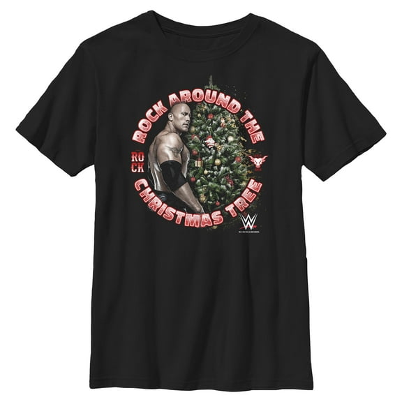 Boys WWE Rock Around the Christmas Tree T Shirt
