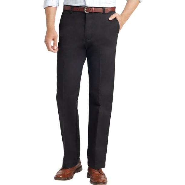 Pantalones chinos casuales sin arrugas IZOD para hombre negro 33W x 32L