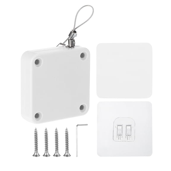Punch-Free 500g Automatic Sliding Screen Door Closer with Steel Drawstring(White Pack of 1)