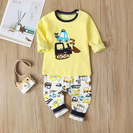 

Eleanos Baby Pajamas 0-5y Newborn Pajamas Newborn Pants Boys Baby Boys Girls Sweatsuit Pajamas Set Infant Long Sleeve Pullover Sweatshirt+pants Sleepwear Toddler Cartoon Truck Pj Loungewear