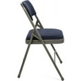 thumbnail image 3 of Fabric Upholstered Folding Chair (4 Pack) - Heavy Duty 1.25" Thick Padded Seat and Back, Triple Braced - Quad Hinging, 300 lb Tested (Navy-Grey), 3 of 4