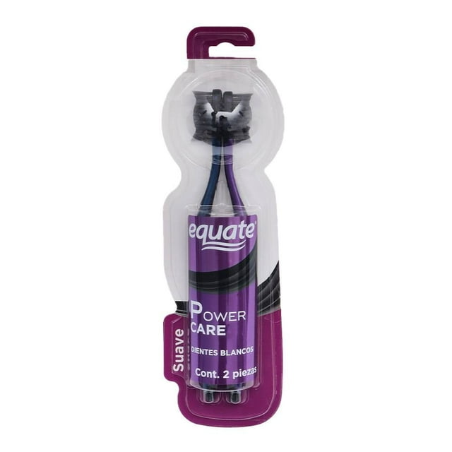 Cepillo dental Equate power care dientes blanco suave 2 piezas