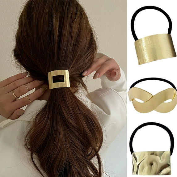 SPRING PARK Elasticity Lock shape Hair Ties Hair Alloy Hair Elastic Band for Women Holder