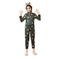 thumbnail image 3 of Zwiiyzr Family Christmas Pajamas Matching Sets Fawn Deer Printed Hooded Onesie Holiday Nightwear With Long Pants Zipper Jumpsuit Sleepwear Jammies Sleepwear Green, 3 of 9