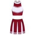 thumbnail image 4 of TiaoBug Robe de Cheerleading pour Femmes Adultes Uniforme de Cheerleading Crop Top avec Jupe Plissée Mini Rouge Vin G, 4 of 7