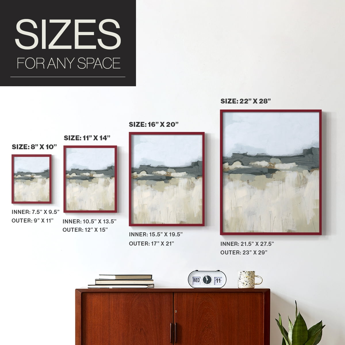 Brushstroke Badlands I Framed Print in Red Solid Wood Framed Print No Nail Hanging