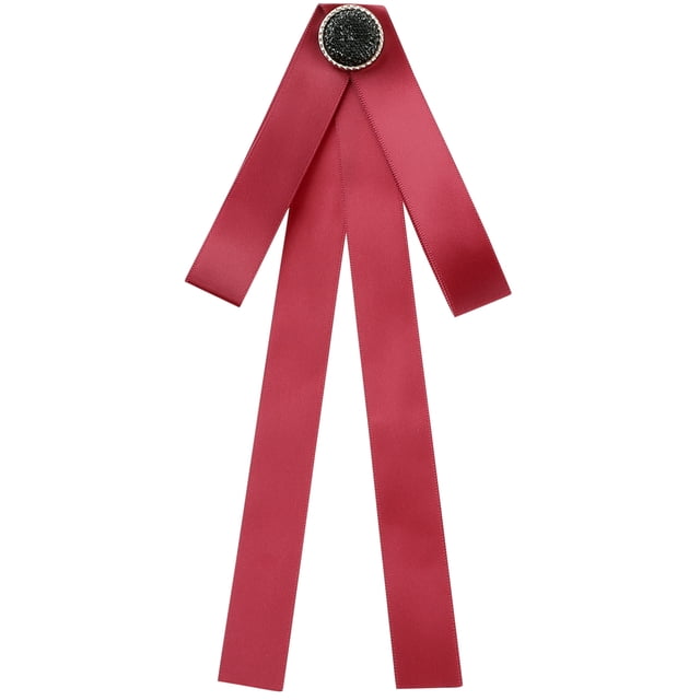 INSPIRE CHIC Broche de cinta para mujeres con lazo preatado y pin de corbata con rhinestone negro