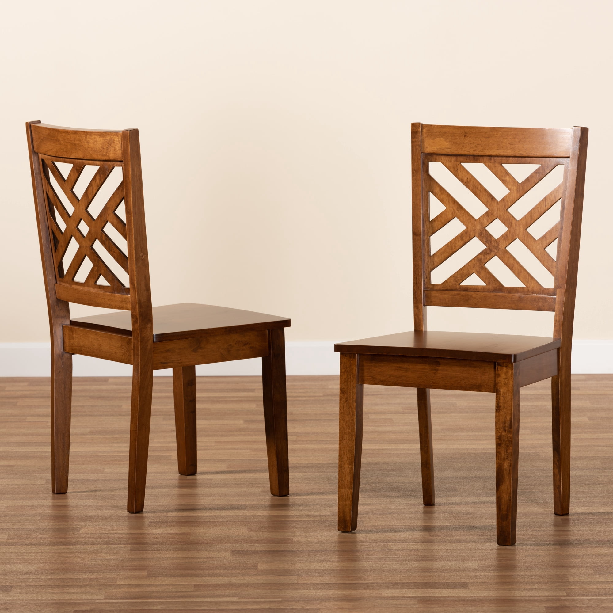 Baxton Studio Caron Dining Chair, Set of 2, Walnut Brown