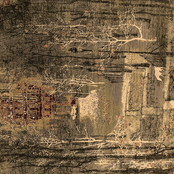 Ahgly Company Indoor Square Oriental Brown Industrial Area Rugs, 8' Square