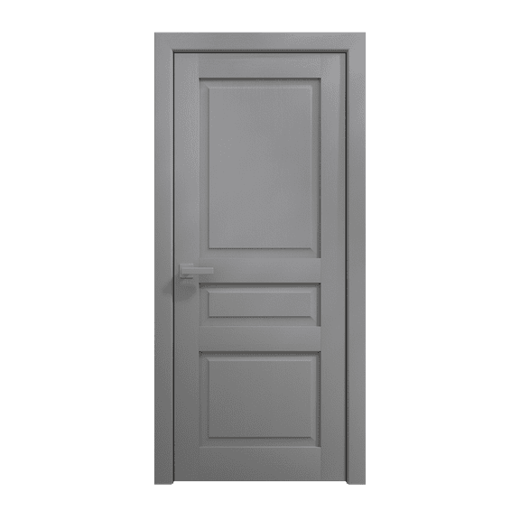 Interior Solid French Door 18 x 80 inches | Ego 5012 Painted Grey Oak | Single Regular Panel Frame Handle | Bathroom Bedroom Modern Doors