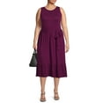 thumbnail image 4 of Terra & Sky Women's Plus Size Belted Knit Tank Dress, 4 of 5
