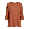 thumbnail image 4 of UngA Women Casual Outfits Women's Long Sleeve Tops Henley Shirts Casual Blouses T Shirts Fall Clothes Brown,2XL, 4 of 7