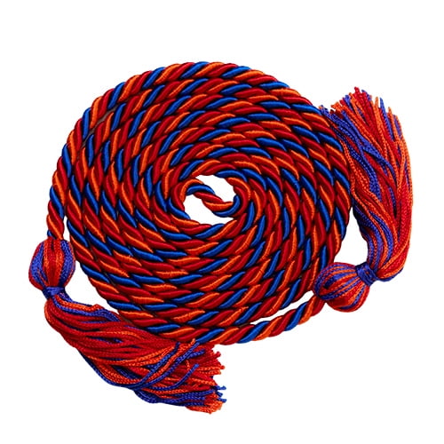 Honors Graduation Academic Honor Cord |Red/Orange/Royal Blue with Mixed Tassel