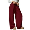 thumbnail image 2 of Women'S Wide Leg Sweatpants High Waisted Baggy Interior Drawstring Sweatpants Straight Leg Sweat Pants Red M, 2 of 9