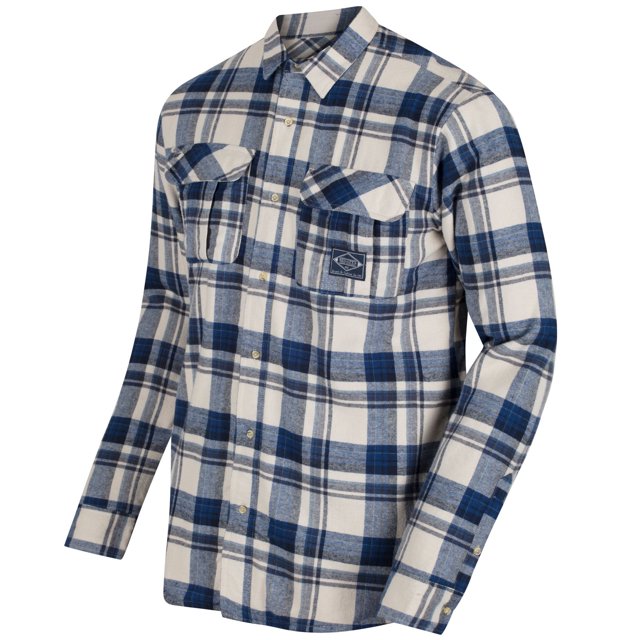 Regatta - Camisa de manga larga modelo Tyrus para hombre (Crema/marino)