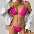 thumbnail image 5 of WREESH Womens Two Piece Swimsuit String Bikini Sets Fashion Solid Swimwear Bikini Split Swimsuit Set Beach Bathing Suit Hot Pink, 5 of 9