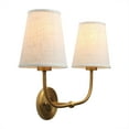 thumbnail image 2 of Pathson Light Vintage Industrial 2-Light LED Wall Sconce with Flared Funnel Linen Shade, 2 of 7