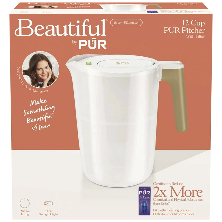 Beautiful by PUR 12 Cup Pitcher Water Filtration System, White