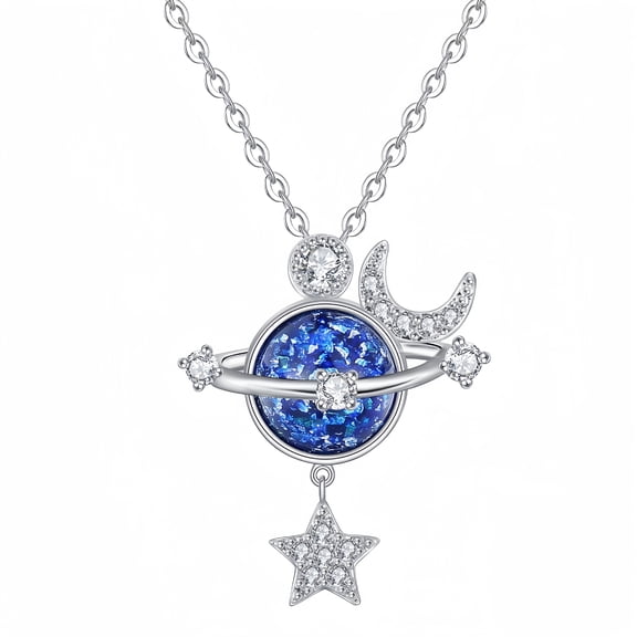 NICKSUN 18K Gold Plated Saturn Pendant Choker Necklace Aesthetic Space Planet Star Necklaces Jewery for Women