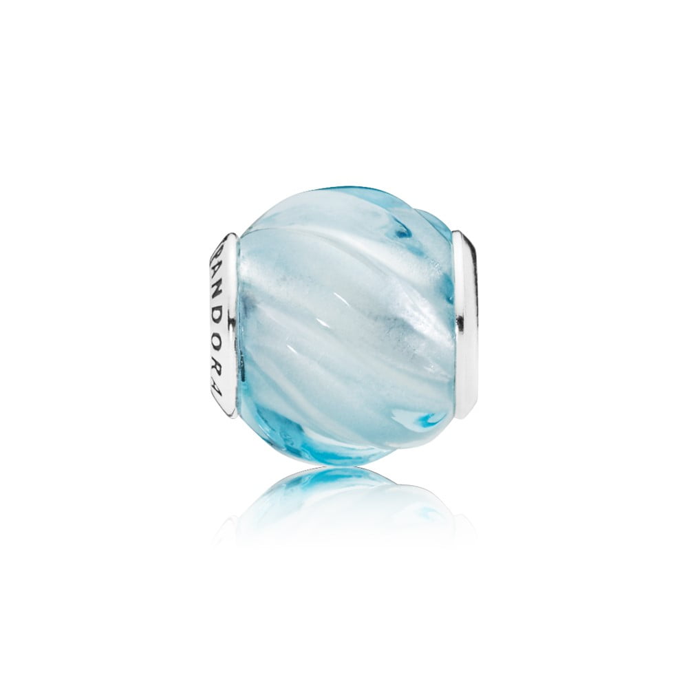 PANDORA Pandora Wave charm in sterling silver w/aqua blue crystal