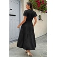 thumbnail image 6 of NAYTOAO Womens Midi Dress Summer Casual A Line Maxi Shirt Dresses Spring Short Sleeve Button Front V Neck Pockets Work Dress, 6 of 8