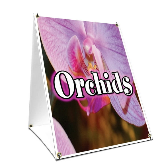 A-frame Sidewalk Orchids Sign With Graphics On Each Side | 24" X 36" Print Size