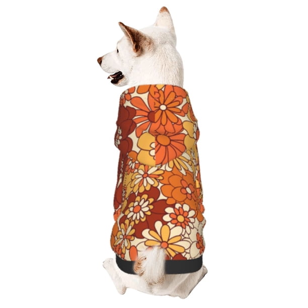 Balery Hippie Flower Sudadera con Capucha para Perros Pequeños – Ropa para Mascotas, Disfraz para Perros y Gatos, Ideal para Fiestas y Cosplay-XX-Large