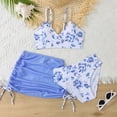 thumbnail image 2 of TOWED22 Kids Girls Solid Bikini Bathing Suits with Hawaiian Skirts Toddler Padded Swimsuit 3pc High Waist Briefs Swimwear(Blue,13-14 Y), 2 of 9