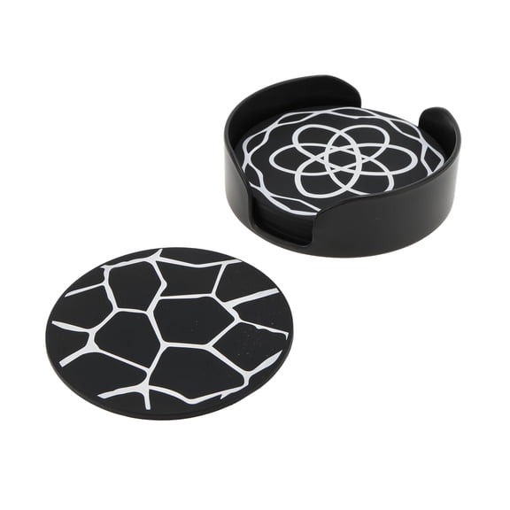 Unique Bargains Anti-Slip Drink Coaster Set Black