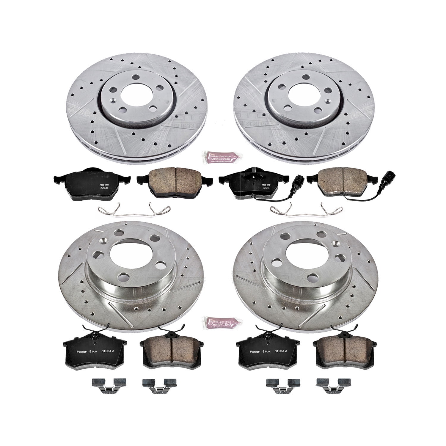 PowerStop Front and Rear Z23 Evolution Sport Carbon-Fiber Ceramic Brake Pad and Drilled & Slotted Rotor Kit Fits: VOLKSWAGEN Select Models K899