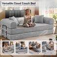 thumbnail image 5 of 78" Boneless Convertible Sleeper Sofa Bed, Holaki Corduroy Compression Folding Sofa with Pillow & 3 Seat, Fixed-Shape Frame, Floor Sofas Lounge Couch for Living Room Bedroom Apartment, Light Gray, 5 of 9