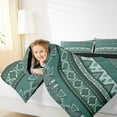 thumbnail image 3 of jejeloiu Rustic Western Aztec Bedding Comforter Set,Retro Bohemian Geometric Twin Comforter Sets,Green Vintage Triangle Rhombus Bedding Set For Men Women,Home Decor Reversible,2 Pieces, 3 of 7