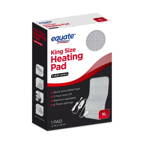 Equate XL Electric Heating Pad, 6 Heat Settings with Auto Shut off, 12 x 24 in