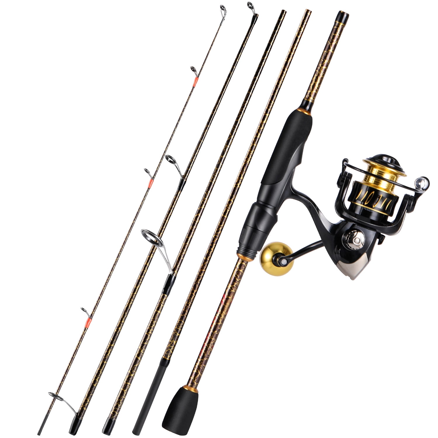 Sougayilang 5Section Spinning Rod Reel Combo 5.21 Gear Ratio Fishing Reel and Carbon Fiber