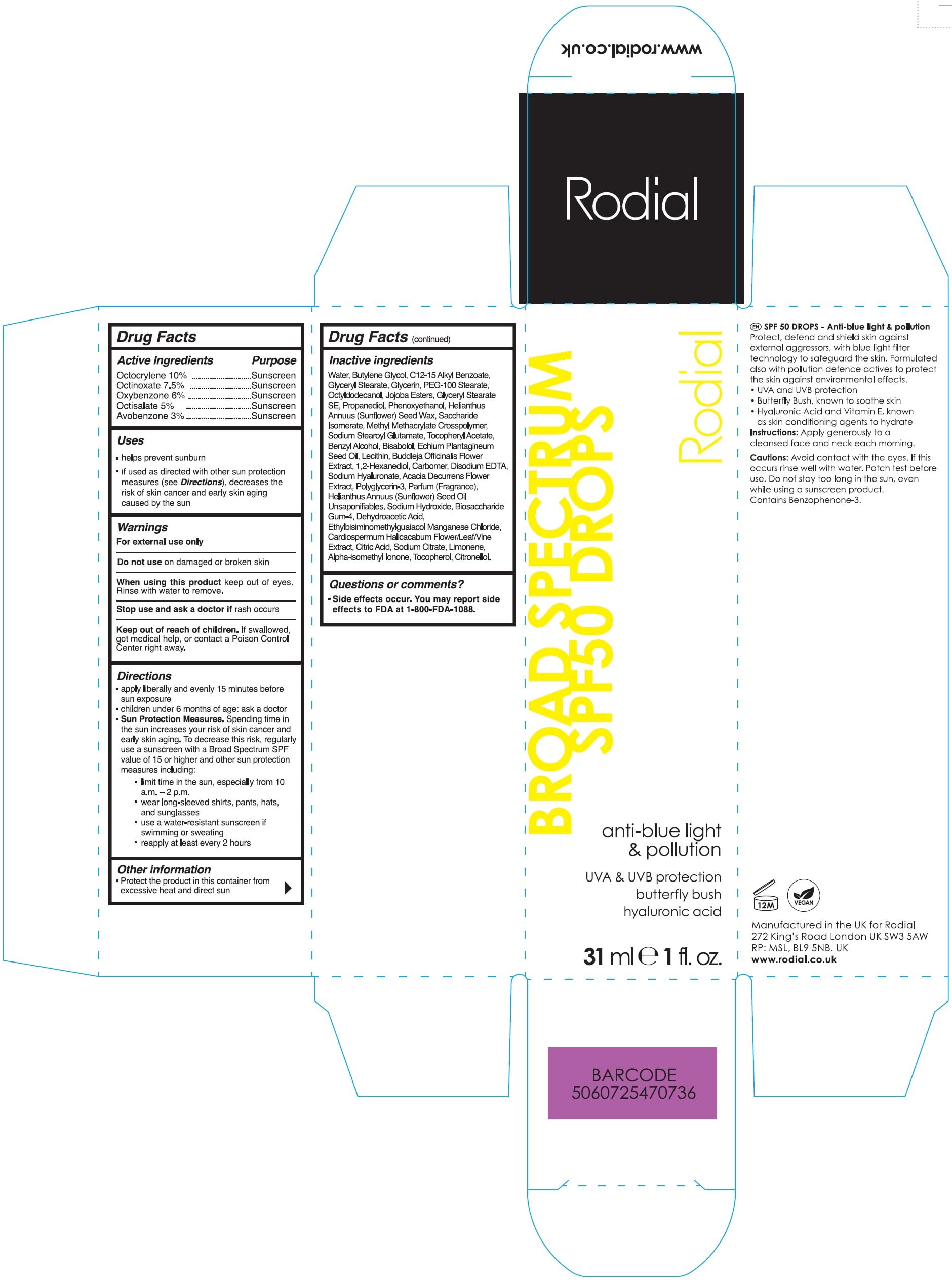 Rodial SPF50 Facial Drops 30ml