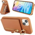 thumbnail image 3 of iPhone 15 Plus Case with Card Holder for Women, iPhone 15 Plus Phone Case Wallet with Strap Credit Card with Kickstand Zipper Case for iPhone15plus - Brown, 3 of 6