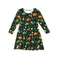 thumbnail image 5 of Abcomgle Girls Halloween Dresses Size 10-12 Cute A-Line Long Sleeve T Shirt Dresses for Girls Spooky Pumpkin Bat Graphic Dresses for Girls Crewneck Scary Twirly Dress Clothes for Girls,5-6 Years, 5 of 5