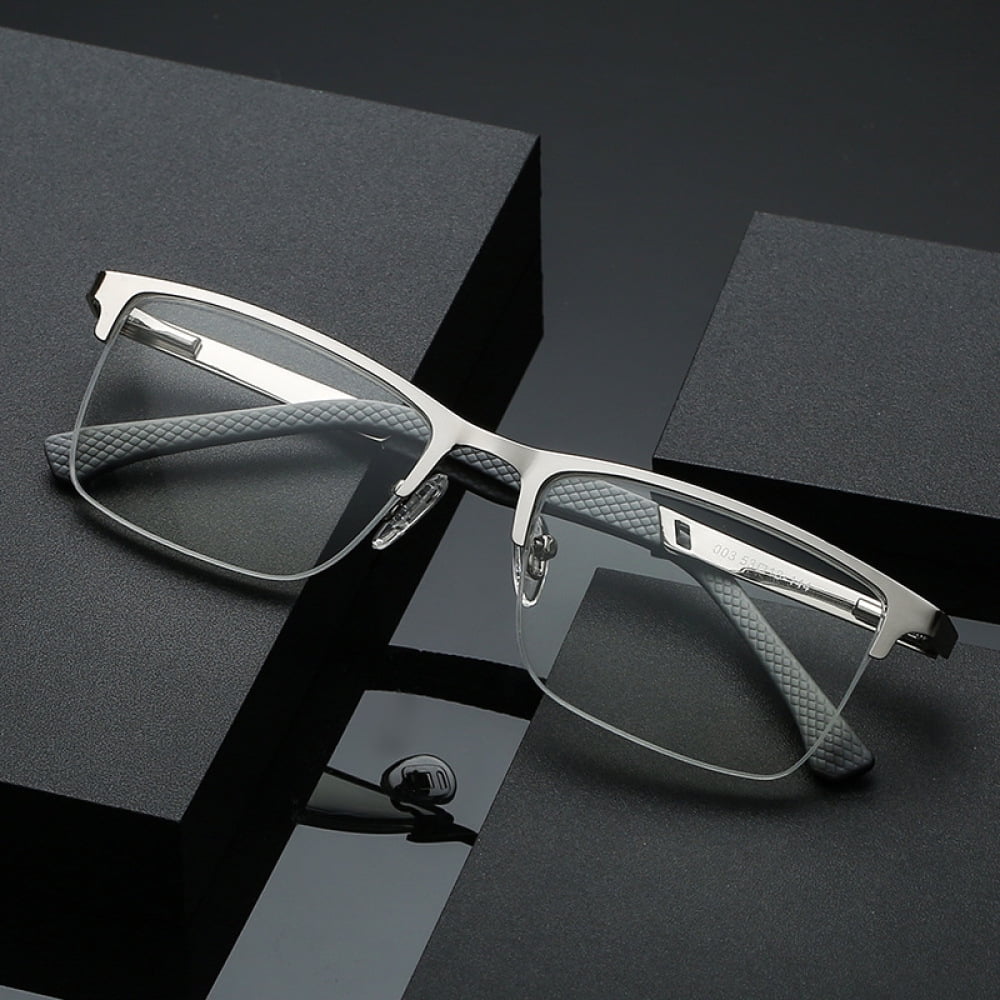 2 Pairs of Men Anti-blue Light Business Reading Glasses 4.00 Fashion Spring Hinge Metal Readers +4.00 Strength