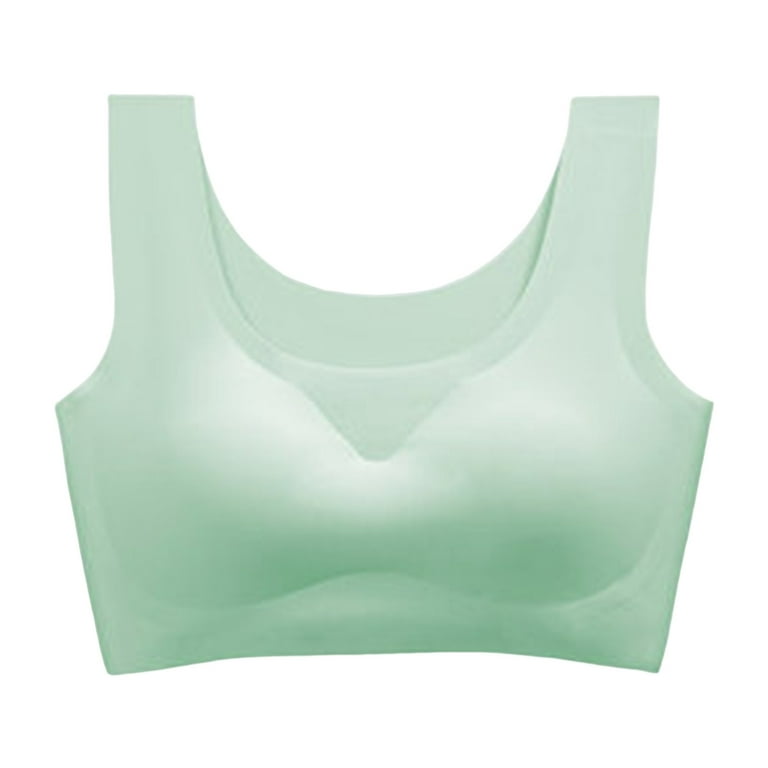 Green Color Soft Cotton Padded Sports Bra For Women